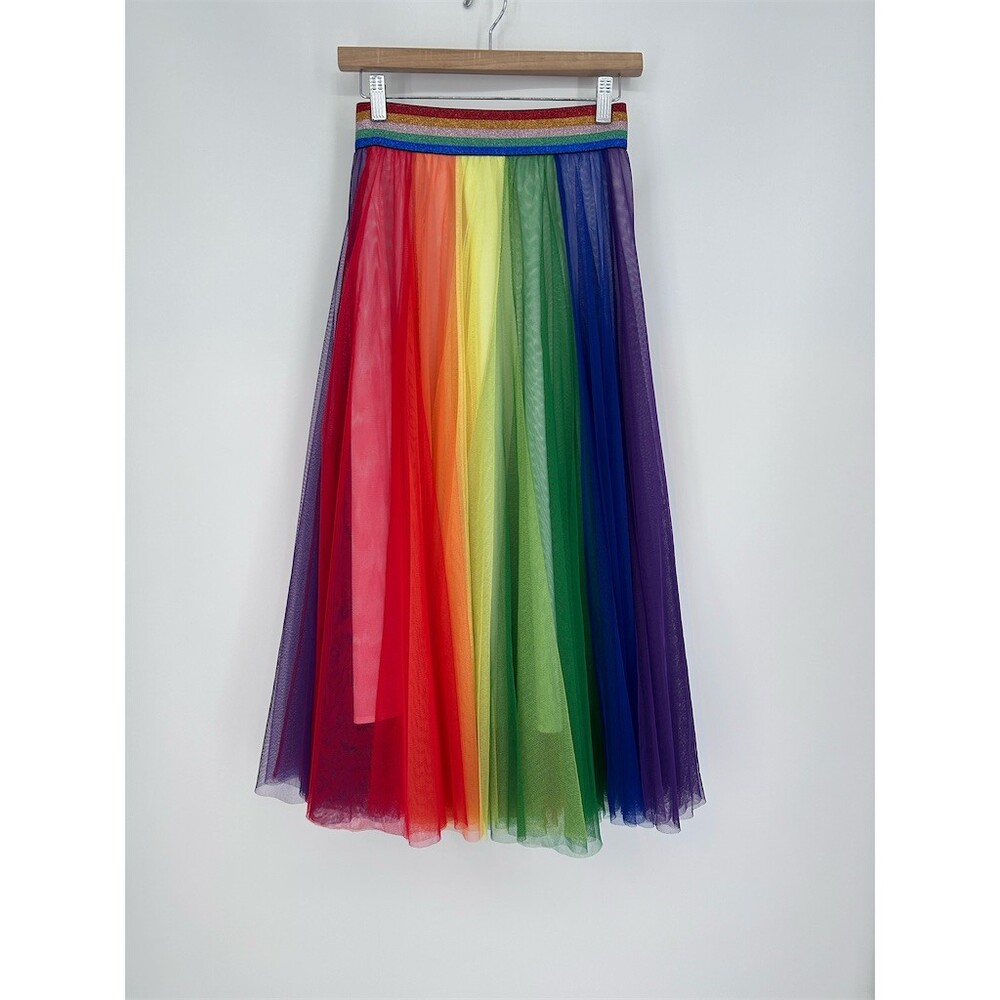 Rainbow Tulle Midi Skirt Price Halloweeen Dopamine Cosplay Clowncore, Small - Picture 3 of 5